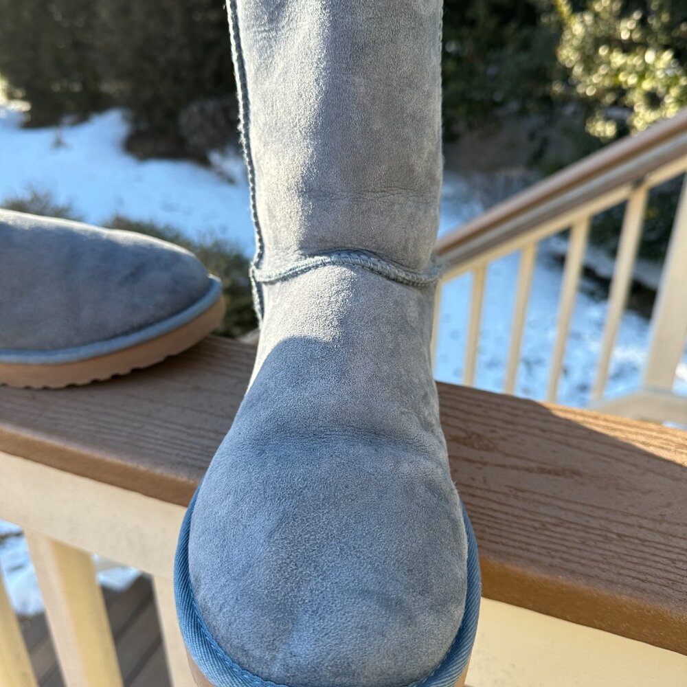UGG Classic Short 5825 Blue Suede Round Toe Pull On Snow Boots Women Sz 11 - Picture 2 of 16